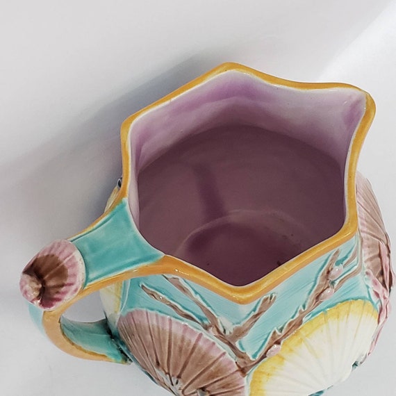 Antique Majolica Pitcher Shell Ocean Theme Designer Wedgewood