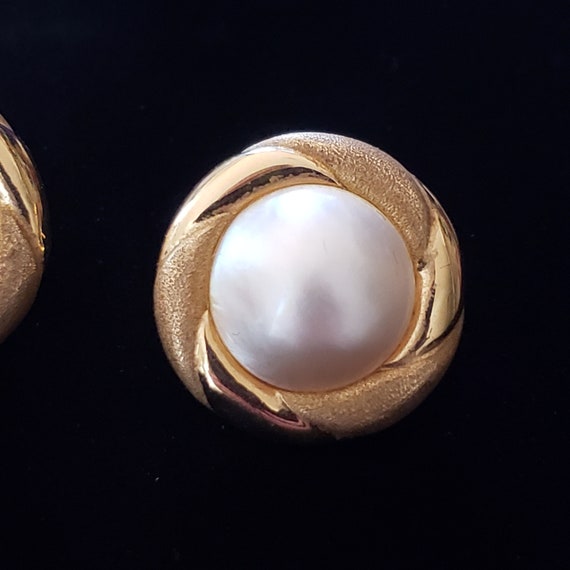 Pearl Earrings Stud 14K Yellow Gold Estate Jewelr… - image 3