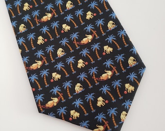 Tie Designer Jim Thompson New with Tags Necktie Mens Accessory Collectible Designer Elephants Palm Trees