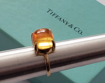 Anillo Tiffany de oro amarillo de 18 quilates, Paloma Picasso. Pieza de colección única. Joyería fina. Joya llamativa. Gema.