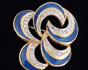 Vintage Brooch Enamel Designer Polcini Retro Enamel Rhinestones Collectible Pin Costume Jewelry Etsy