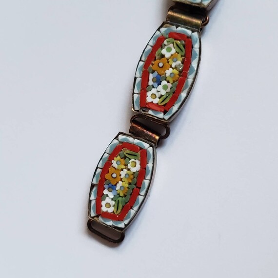 Vintage Bracelet Micro Mosaic Flower Pattern Retr… - image 8