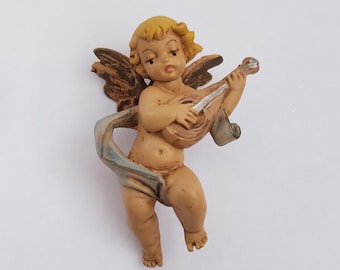 Vintage Ornament Angel with Mandolin Retro Collectible Christmas