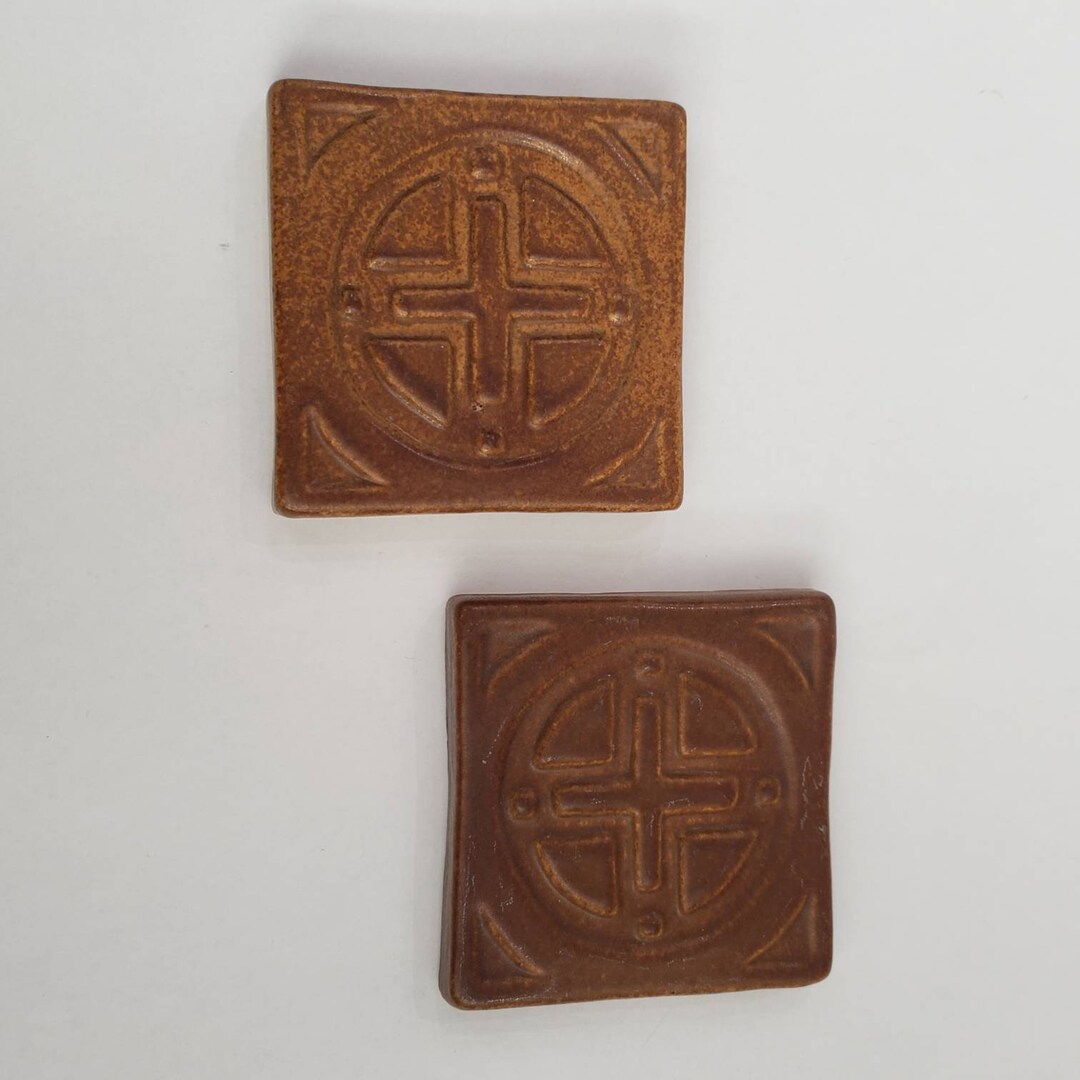 Pewabic Pottery Tile Rare Tile Matching Lor Set of 2 Acme Etsy