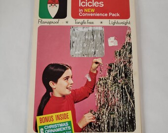 Vintage Christmas Doubl Glo Icicles Tinsel Original Box Retro Collectible Christmas Rare Christmas Decor