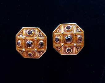 Pendientes Joan Rivers Esmalte Diamantes de imitación Brillo Colección Bisutería Diseñador Marcado Moda