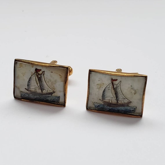 Vintage Cufflinks Boat Ocean Theme Retro Collecti… - image 7