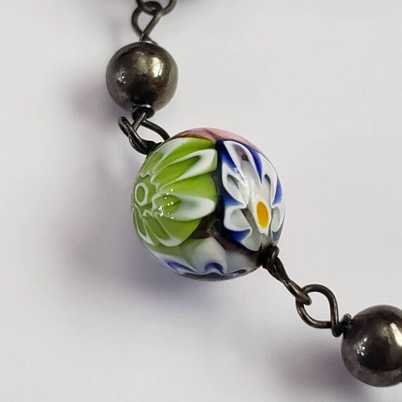 Vintage Bracelet Millefiori Sterling Silver Retro… - image 3