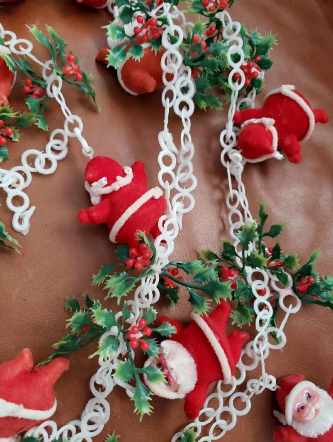 Vintage Christmas Garland Santa Claus Dangle Rare Retro