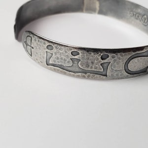 Vintage Bracelet Sterling Silver Ornate Decorated Pattern 925 Rare Collectible Cuff Bracelet image 6