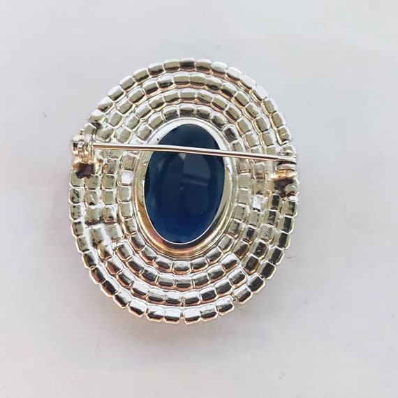 Vintage Brooch Blue Clear Rhinestone Sparkle Rare… - image 5