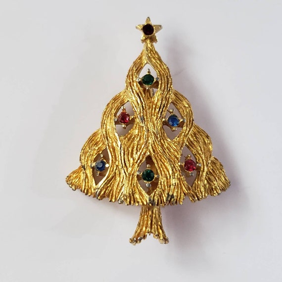 Vintage Brooch Christmas Tree Retro Collectible P… - image 1