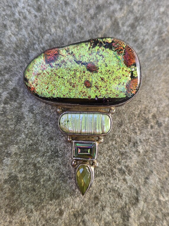 Sterling Pendant 925 Multiple Colors Collectible Fine Fashion Jewelry Multiple Stones Large Sterling Silver