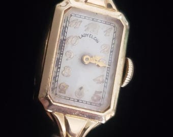 Lady Elgin Watch 14K Solid Gold Vintage Retro Collectible Time Piece Retro Wristwatch
