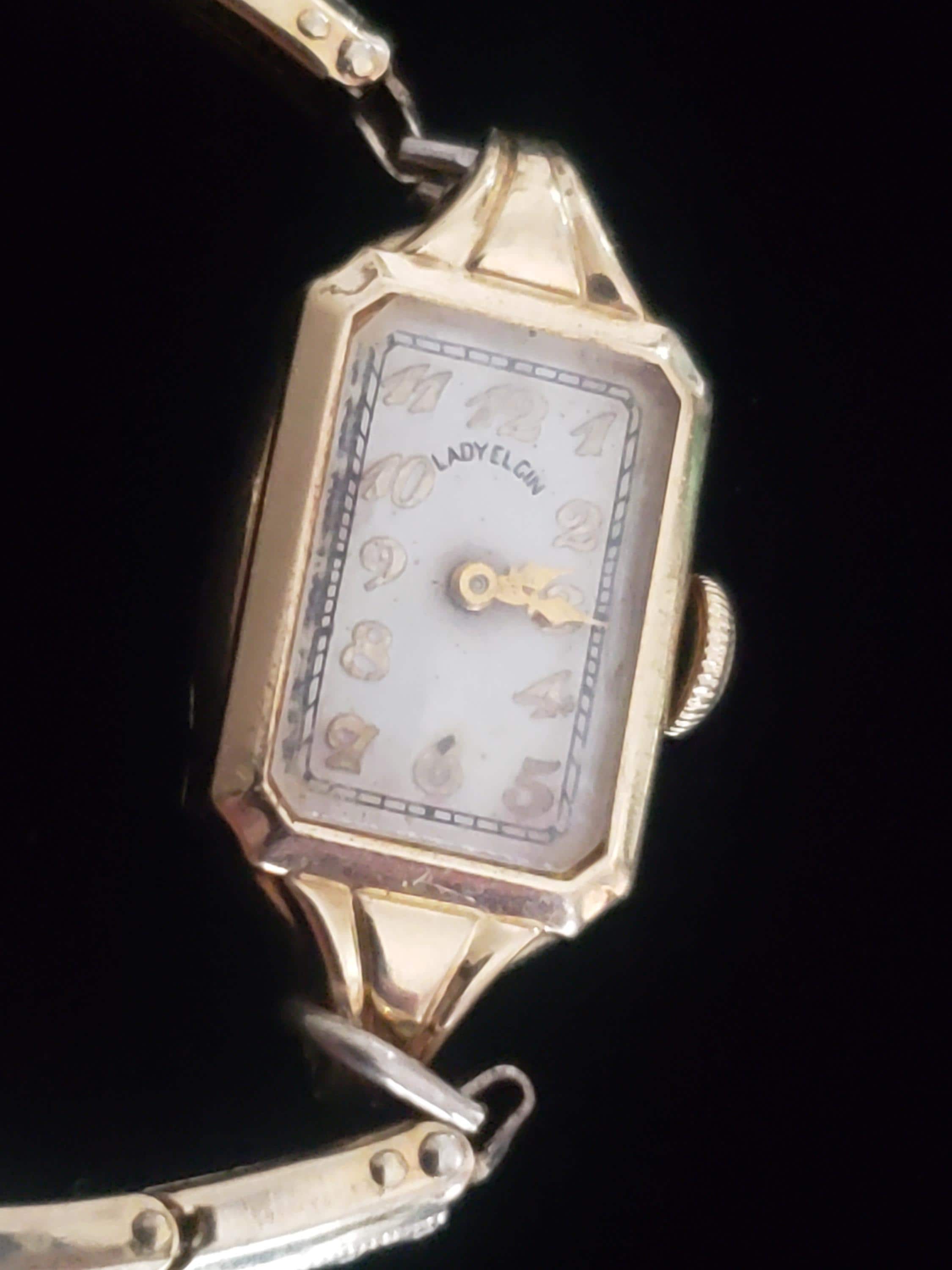 ELGIN レディース 時計 14K 総重量:約9.6g Lady Elgin Watch 14K Solid Gold Vintage Retro Collectible Time