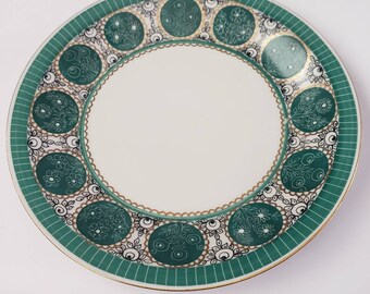 Plate Designer Cepelia Green White Floral Pattern Retro Collectible Kwiatogal
