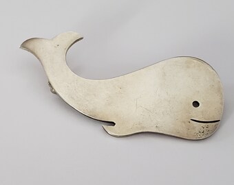 Whale Vintage Brooch Sterling Silver Retro Collectible Fine Fashion Jewelry Collectible Estate Sterling