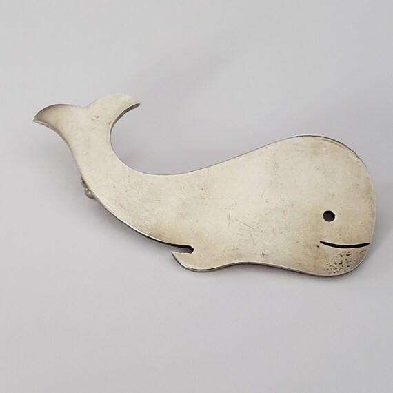 Whale Vintage Brooch Sterling Silver Retro Collec… - image 1