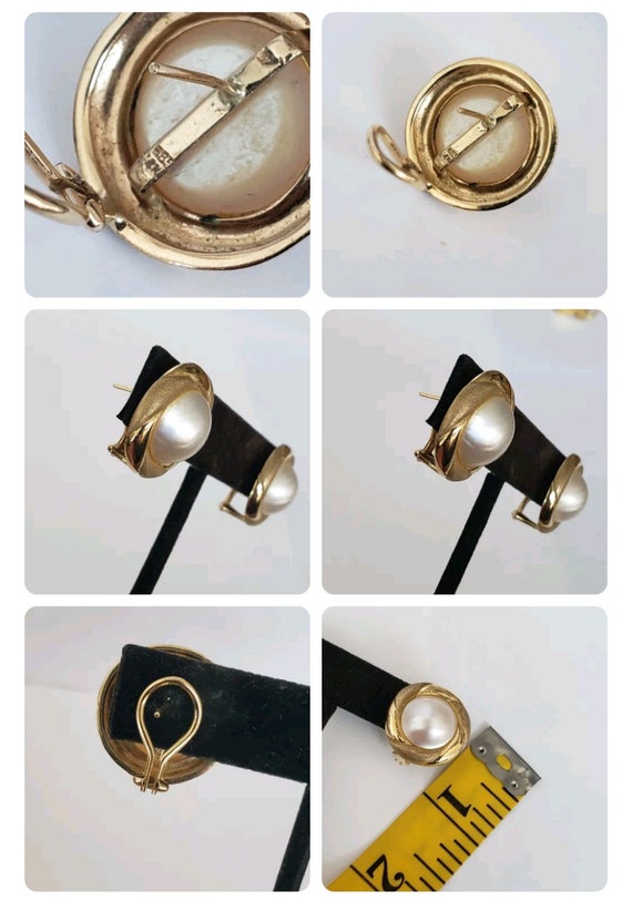 Pearl Earrings Stud 14K Yellow Gold Estate Jewelr… - image 6