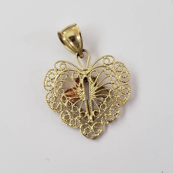 Vintage Pendant Love Birds 14K Yellow Gold Estate… - image 4