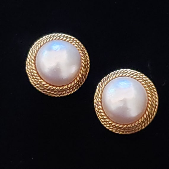 Vintage Earrings Pearl 14k Yellow Gold Estate Jew… - image 1