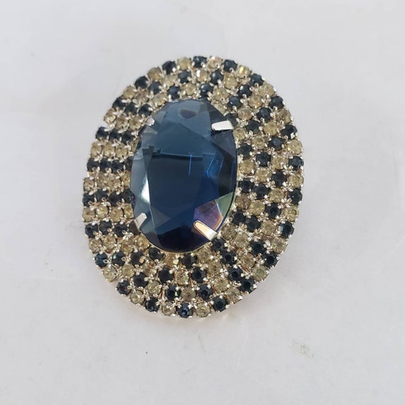 Vintage Brooch Blue Clear Rhinestone Sparkle Rare… - image 6