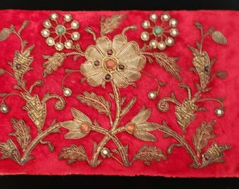 Beaded Rare Antique Beaded Handbag Unique Early With Dangles Collectible Purse Flower Floral Pattern Jeweled