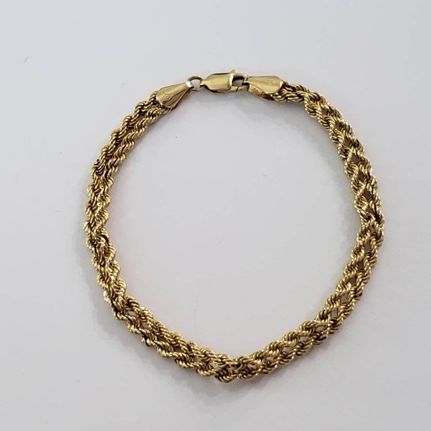 Vintage Bracelet Double Rope Chain 10k Yellow Gold Fine Fashion 