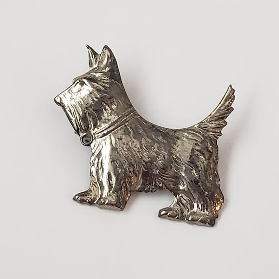 Vintage Brooch Scottie Dog Retro Collectible Ster… - image 1