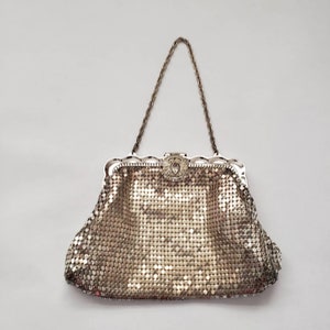 Vintage Purse Mesh Designer Whiting and Davis Silver Evening Bag Retro Collectible Accessory