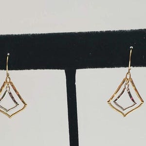 Earrings Dangle Two-Tone 14K Yellow White Gold Pierced Earrings Collectible Fine Fashion Jewelry Collectible 14Kt Estate Jewelry