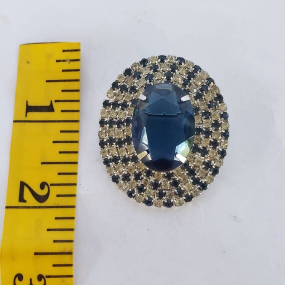 Vintage Brooch Blue Clear Rhinestone Sparkle Rare… - image 8