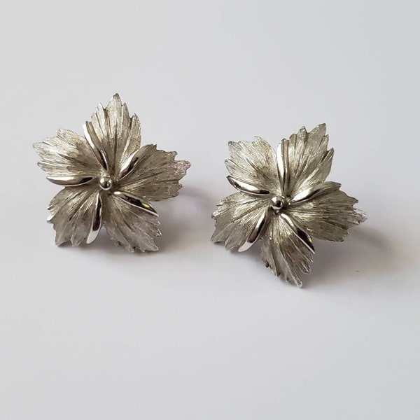 Vintage Earrings Designer Crown Trifari Silver Tone Collectible Costume Jewelry