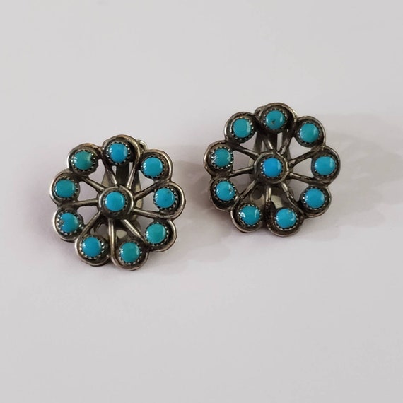 Vintage Earrings Unmarked Sterling Silver Turquois