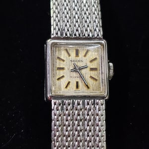 Vintage Gruen 10K Gold Filled‎ Ladies Watch Art Deco Square Face Swiss Made P/R Gruen 10k Gold Filled Art Deco Watch For Sale at 1stDibs  main image 2