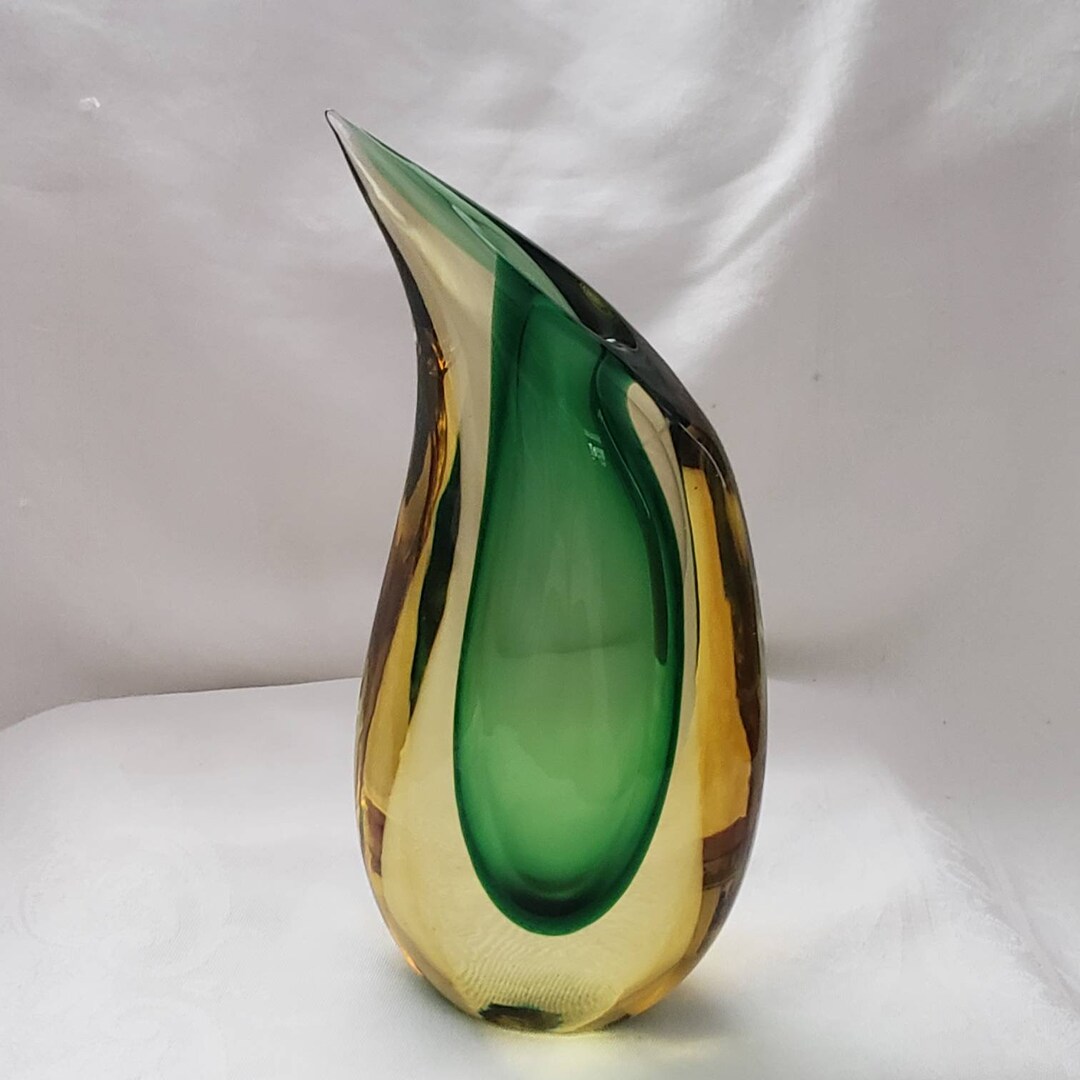 Vintage Art Glass Vase Signed Luigi Onesto Tear Drop Rare Italian Glass ...