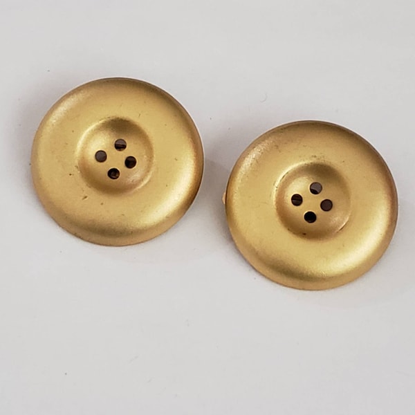 Vintage Earrings Ellen's Designs Designer Clip Earrings Oversized Buttons Clip Gold Tone Retro Collectible Costume Jewelry