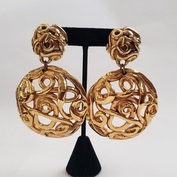 Kalinger Paris Designer Earrings Bold Big 1980s De