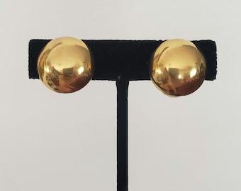 Earrings 14k Dome Yellow Gold Estate Classic Clip On Retro Collectible Vintage Estate Jewelry 14Kt
