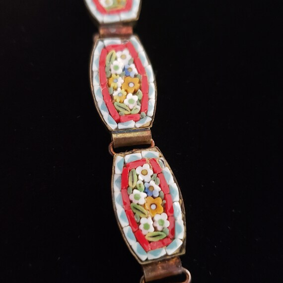 Vintage Bracelet Micro Mosaic Flower Pattern Retr… - image 2