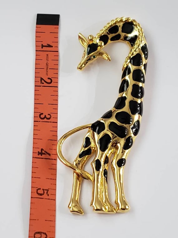 Vintage Giraffe with Rhinestone Eyes Signed pin brooch