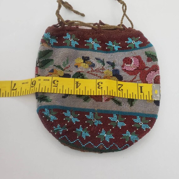 Antique Beaded Hand Bag Purse Floral Pattern Flow… - image 3