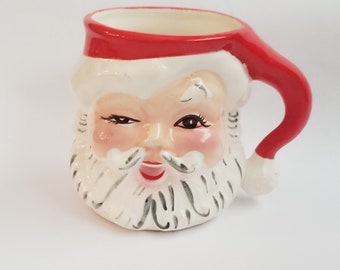 Vintage Santa Claus Mug Designer Napco Rare Retro Collectible Winking Eye Christmas Collectible