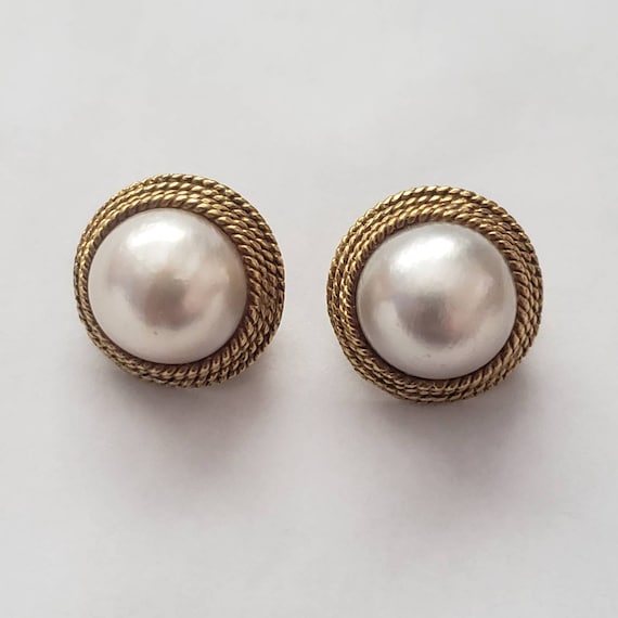 Vintage Earrings Pearl 14k Yellow Gold Estate Jew… - image 5