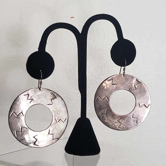 Earrings Large Circle Drop Dangle Collectible Ste… - image 1