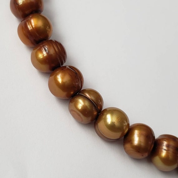 Pearl Strand Necklace Collectible Tan Brown Dyed … - image 1