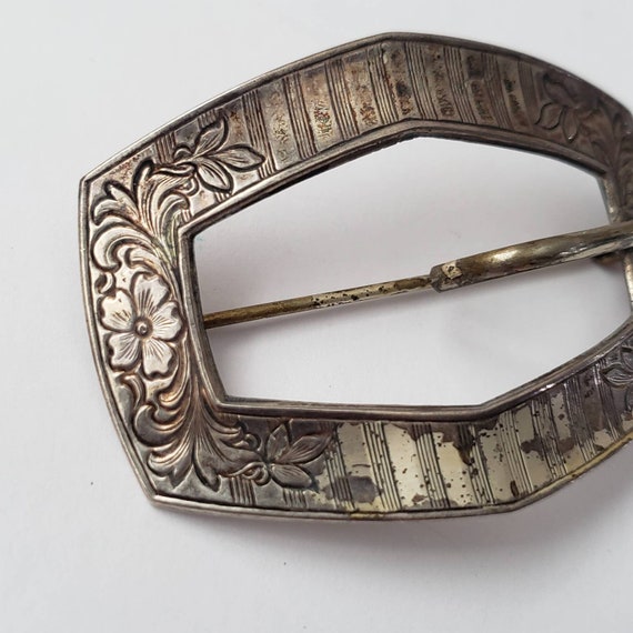 Rare Antique Buckle Converted into Brooch Ornate … - image 2