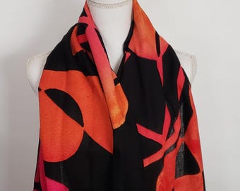Jim Thompson Scarf Designer Rare Bold Pink Orange Pink Statement Collectible Accessory