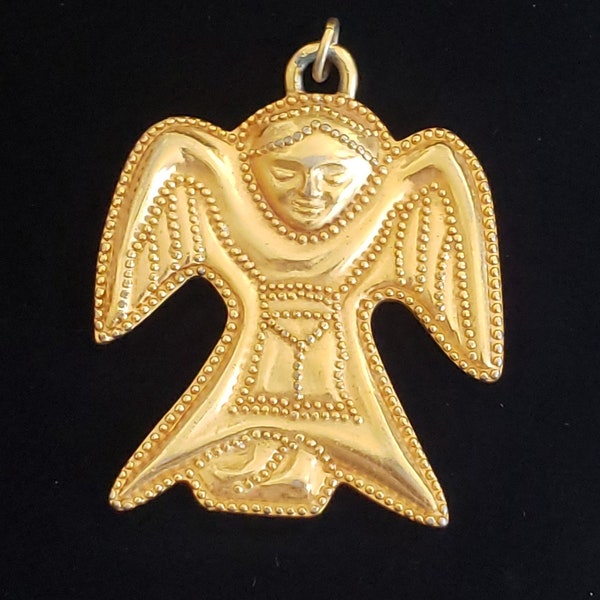 Vintage Pendant Metropolitan Museum of Art MMA Angel Gold Tone Rare Retro Collectible Costume Jewelry 1976