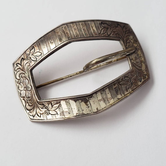 Rare Antique Buckle Converted into Brooch Ornate … - image 1